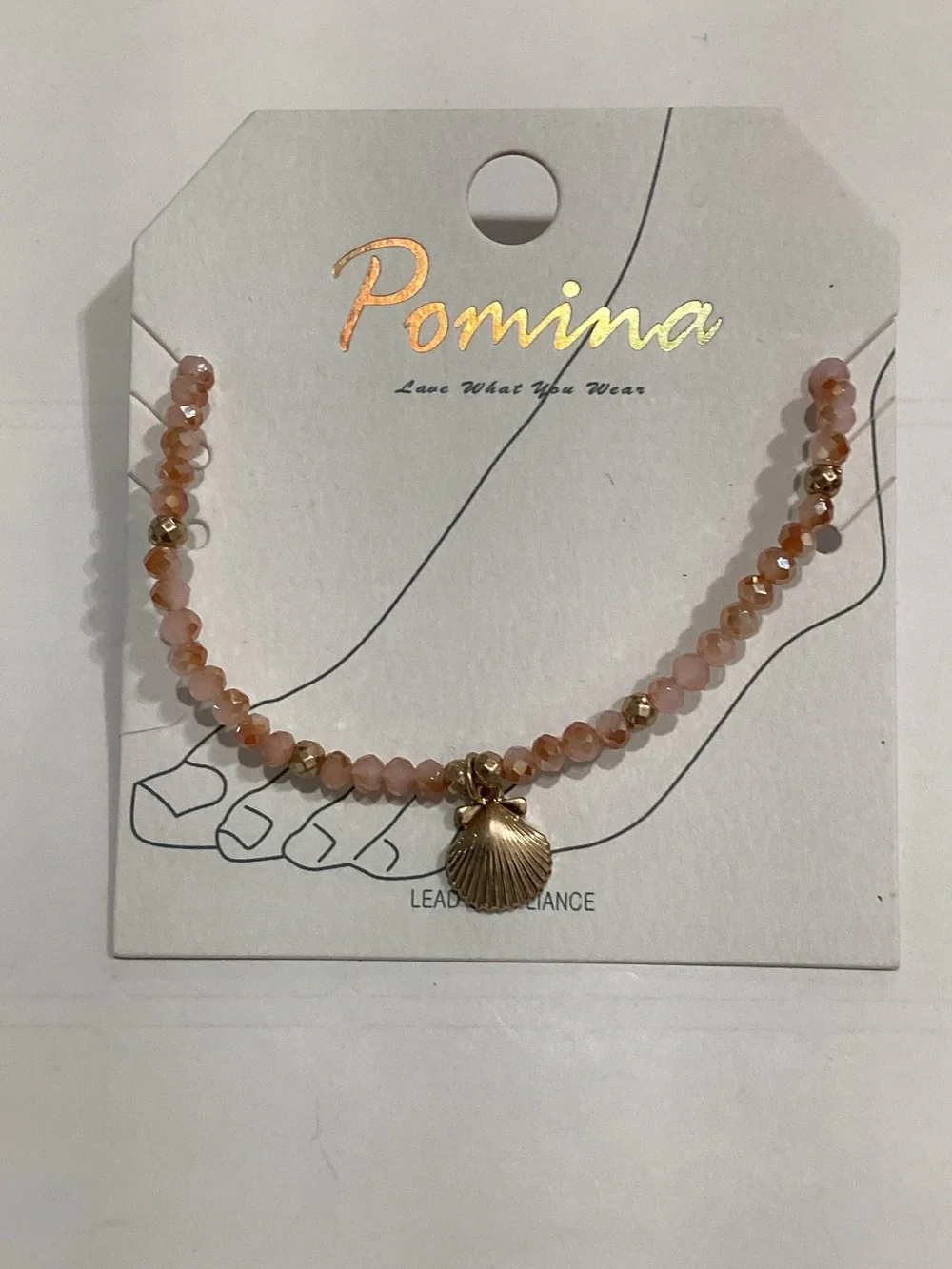 Pink Beaded Shell Charm anklet